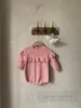 San Valentino Baby Hollow Love Heart Knitting Groster Girls Falbala Long Sleeve Stiater salte di salto 2024 Spring Bathdler Kids Calcola vestiti Z6271