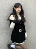Robes décontractées 2023 automne élégant en tricot court robe de fête femme manches longues doux slim noir mini one pièce coréen
