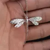 Fashion Charms 925 Sterling Silver CZ Dragonfly Women Pendant ketting voor pedant Clavicle Sweater sieraden Gift228H