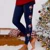 Leggings femininos shorts de roupas íntimas para treinar calças de bloco de cores de impressão de Natal