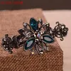 Newest Hair Clips Alloy Hairpins Crab Claw Clip With Crystal Flower Vintage Women Wedding Head band Hair Accessories335C