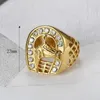 Nowy hip -hop Hiphop Biżuteria Tytanium Stalowe złoto Diamentowy Pierścień Diamond Horse Head