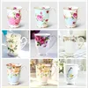 Muggar Bone China Coffee Cafe Floral Målning Frukost Milk Flower Tea Water Cup Ceramic Vintage Goblet Cups and Present