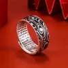 Klusterringar retro moln för män smycken justerbar toppkvalitet 925 sterling silver ring manlig buddha skrifter sutras pojkvän