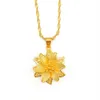 Beautiful Flower Pendant Chain Filigree 18k Yellow Gold Filled Womens Fashion Jewelry214k