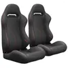 Car Seat Covers 2PC Universal Bucket Racing Seats Red Stitch PVC Leather Reclinable Carbon Look Back With Adjustor Slider(Not Includ