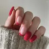 False unghie indossabili manicure francese finta impermeabile a testa quadrata piena copertura per unghie per unghie di anno di donne rosse