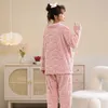 Kvinnors sömnkläder Kvinnor Vinterpyjamas Set Warm Pyjamas Cotton Soft Plus Size Songs Sleepe Home Suit For Plush