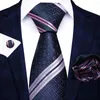 Bow Ties Fashion Brand Slik slips för män vävda festliga näsduk manschettkropp set slips skjorta tillbehör röd randig