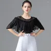 Wear X031 Latin Dance Top Top pour femmes à manches mi-manches Rumba Modern Blouse National Standard Waltz Tops Practice Clothe