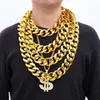 Chaines Hip Hop Gold Color Big Acrylic Chunky Chain Collier pour hommes Punk surdimensionné surdimension