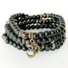 MG1354 6 mm Mat Siyah Onyx 108 Mala Bilezik Buda Om Charm Garnet Mala Kolyesi Kadınların Şifa Manevi Mücevherleri284p