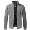 Men's Sweaters 2023 Autumn Winter Slim Fit Stand Collar Zipper Cardigan Jacket Warm Knitted Coats Male Clothing Casual Knitwear