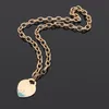 T letter peach heart wave green drop oil thick necklace couple foreign trade heart-shaped necklace for woman227U