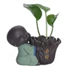 Fortune Lucky Sweet the Little Monk Purple Clay Tea Pet Home Decor Mini Water Planting Flower Vase 231225