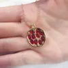 Dangle & Chandelier Vintage Fresh Red Stone Drop Earring Interesting Pomegranate Shaped Gold Color Earrings Jewelry Set For Women 282n
