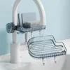 Küche Aufbewahrung Wasserhahn Schwammhalter Waschbecken Organizer Rack mit Haken Schüssel Trocknen Caddy für Hänge