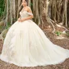 2024 Beige Quinceanera Dresses Masquerade Puffy Ball Gown Prom Dress With Appliques Lace Sweet 16 vestidos de 15 anos