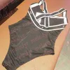 Traje de baño de diseñador de verano para mujer, traje de baño de una pieza con estampado de letras, Bikinis acolchados para nadar, traje de baño de aguas termales