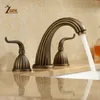 ZGRK Antique Brass Finished Bathroom Bathtub Faucet Double Handles 3 pcs Basin Mixer Tap Gold Sink 231225