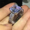 Vecalon 2019 Vintage Princess Cut Ring 925 Стерлинговое серебро 6ct Алмазные обручальные обручальные кольца для женских украшений пальцев 239L