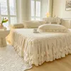 Chic Latex Summer Bedspread on The Bed Lace Skirt Double Cover Cooling Sleeping Mat Washable Soft with 2 Pillowcases 231222