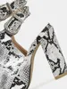 Sandals Snake Skin Printed Hollow Out Heeled Super High Heel Woman Rome Summer Sexy Wedding Party Shoes