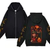 Jul zip hood tröja halloween tröjor tunn fleece långärmad rock anime jujutsu kaisen hoodie tecknad y2k hoody