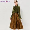 Casual Dresses Tesscara Women Autumn Elegant Jacquard Dress Suit Set High Quality Long Office Cocktail Party Vintage Designer A-Line