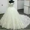 Fuera del hombro con mangas vestidos de vestidos de pelota de boda sexy elegantes encaje de encaje Apliques vestidos de novia hechos a medida