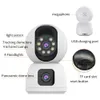 1080p HD WiFi Lente Dual Câmera de Segurança Carmeras 360 ° Panorâmico IR IP IP VISION NOITE VISÃO COMO COLOR AUTOMÁTICO Humano Rastreamento 4X Digital Zoom Security Monitor