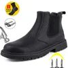 Winter Boots Leather Shoes Men Work Safety Indestructible Steel Toe Chelsea 231225