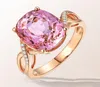 Modeschmuck Nachahmung Natürlicher Rosa Turmalin Ring Mode Ring Weibliche Rosa Kristall Intarsien Zirkon Ring9971483