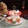 Plates European Bone China Snack Dish Ceramic Double-Layer Fruit Plate Home Breakfast Cake Decoration Gift Wedding