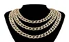 Iced Out Chain Hip Hop Necklace Charms Jewelry Gold Silver Color Rhinestone CZ Clasp Choker For Men Rapper Bling Long Necklace Y229769883