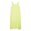 Casual Dresses 2023 Summer Light Yellow Temperament Loose Sleeveless Women Linen Dress