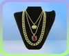 FashionHop Ketting Sieraden Nieuwe Ruby Hanger Ketting 3PCSSet Mode Cubaanse Link Chain Sieraden Set7173424