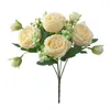Fleurs décoratives 5 pivoines de printemps artificielles avec bourgeons, Roses, décoration de maison, Table de mariage, Bouquet de blanc rose