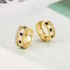 Hoop Earrings Women's Charm Black/White Lattice Epoxy Crystal Round Circle HuggieFemaleTrend Earring Jewelry