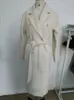 Hiver femmes Vintage Long manteau de laine avec ceinture solide décontracté Double boutonnage Chic vêtements d'extérieur dames pardessus femmes vestes 231225