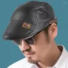 Ball Caps PU Leather Beret Plus Velvet for Men Dad Hat Outdoor Casual Bolets Cap boné Winter Peaked Sboy HATS SBOY MAN HOMEM