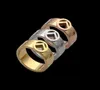 Europa Amerika Modestijl Mannen Dame Vrouwen Titanium Staal Gegraveerd Uitgehold Brief 18K Goud Liefhebbers Ring Ringen 3 Kleur Maat US63161721