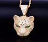 Gold Star Hip Hop Jewelry Leopard head Pendant Men Animal Necklaces Gold Rock Street Ice Out Necklace with chain3229477