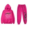 2023 Pink SP5DER 555555 HOUDIE MEN KVINNOR Högkvalitativt ängelnummer PUND PUNDREKTITY GRAFIC SPIDER WEB Sweatshirts Size S/M/L/XL JF0W PAKH