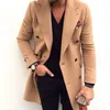 JACETAS KHAKI TWEED Long Jacket Long Winter Warm Men ternos Casar novo design Slim Fit Tweed Blazer Casual Business Suit