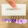 Dangle Earrings DAXI Purple/Pink Cartoon Butterfly Mushroom Duck Set Color Funny Cute Women Girls Children Jewelry Gifts