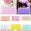 6FT 9FT fête d'anniversaire Table jupe décor el mariage Banquet nappe couleur unie couverture noël Halloween décorations 231225