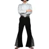 Men's Pants Flared Hem Sequined Bell Bottom Retro Shiny Sequin Glossy Lapel For Party Entertainers