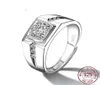 7 Kinds Original 925 Sterling Silver för män Justerbar ringlabb Diamond Anniversary Gift Jewelry Whole JM8887972294