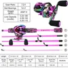 Sougayilang 1,70 m Angelruten-Kombination, tragbare Angelrute mit 5 Abschnitten aus Kohlefaser und Angelgerät-Set mit 12 + 1 BB-Gussrolle